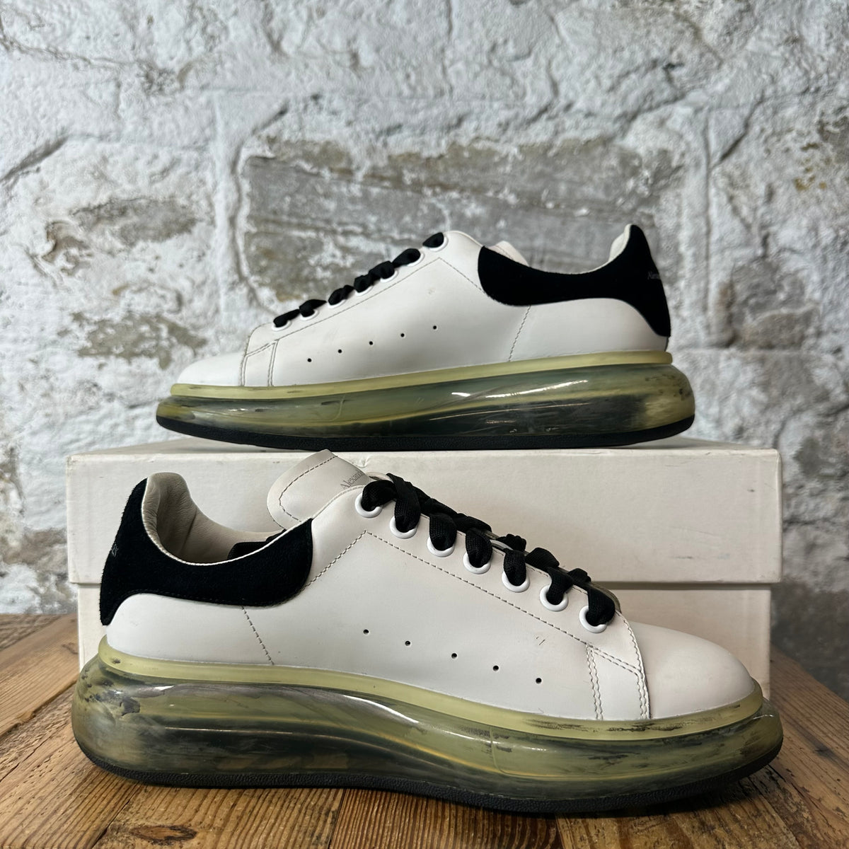 Alexander McQueen Black Tab White Clear Sole Sneaker Sz 9 (42)
