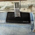 Amiri MX1 Camo Patch Light Blue Denim Jeans Sz 32