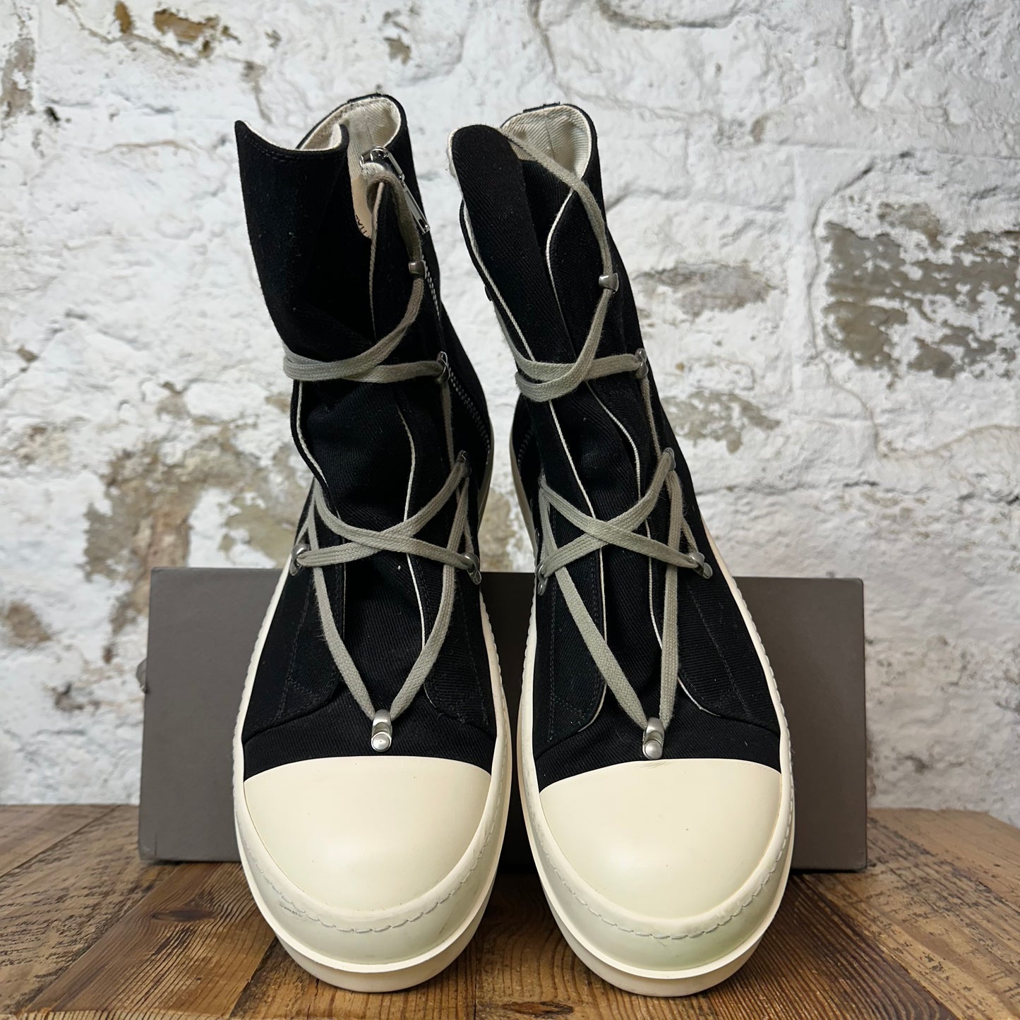 Rick Owens High Hexa Lace Black Milk Sneaker Sz 14 (47)