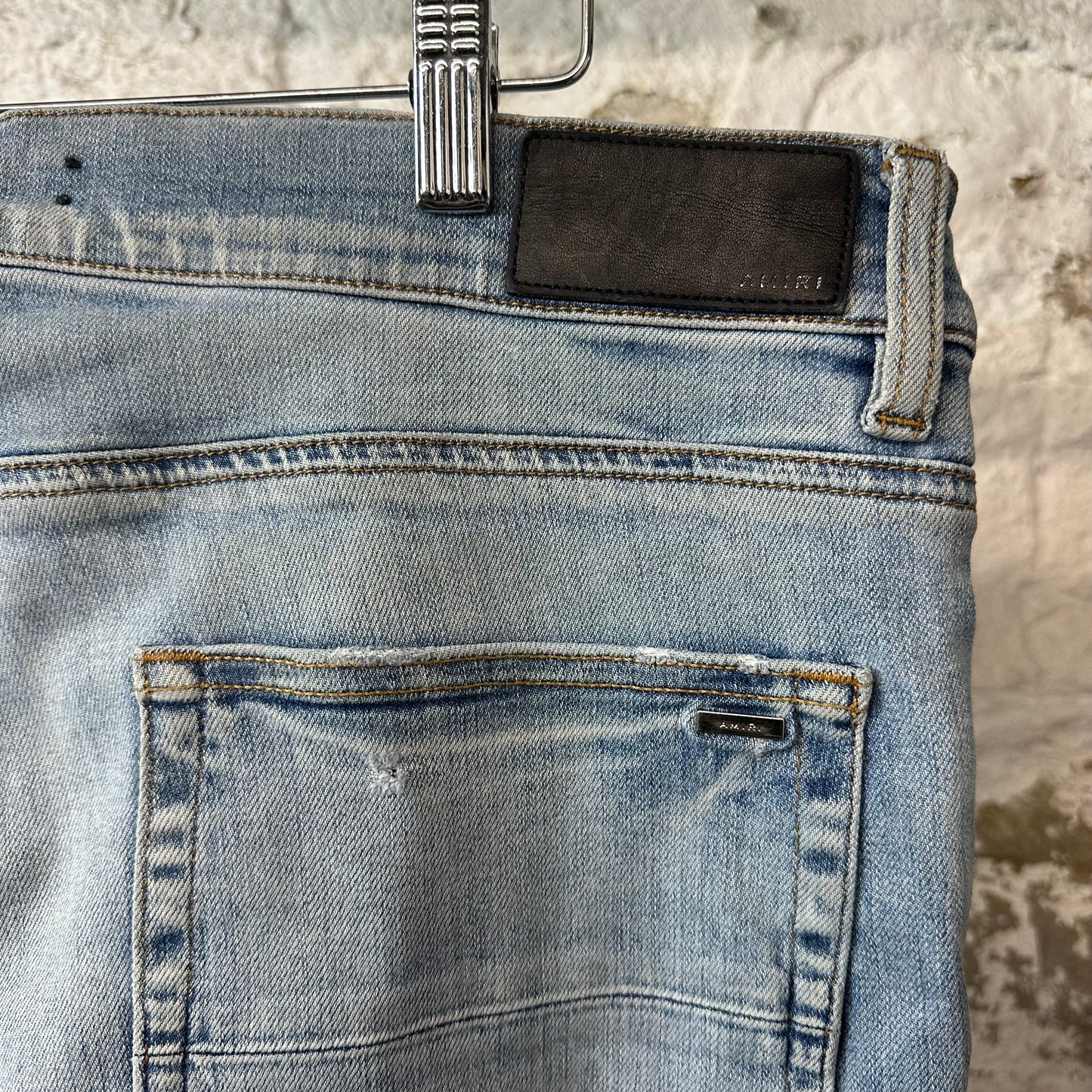 Amiri MX2 Brown Paisley Blue Denim Jeans Sz 36