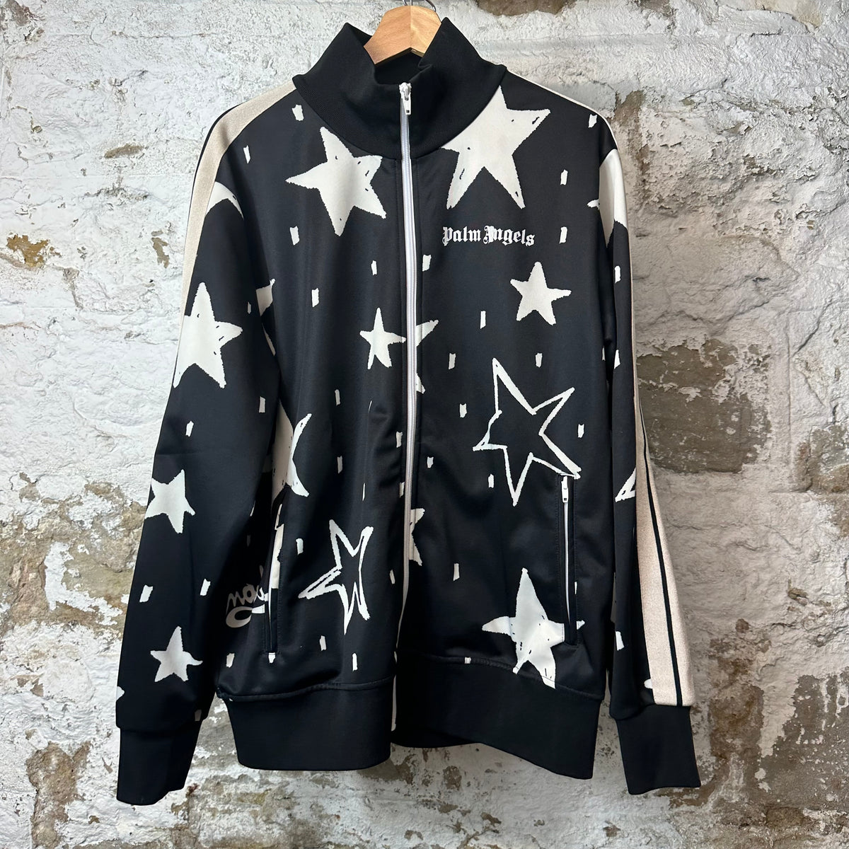 Palm Angels Beige Star Black Track Jacket Sz XXL