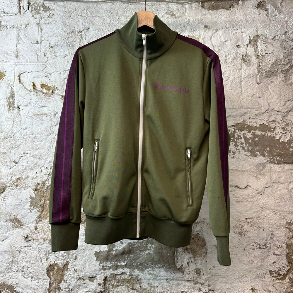 Palm Angels Maroon Stripe Olive Track Jacket Sz S