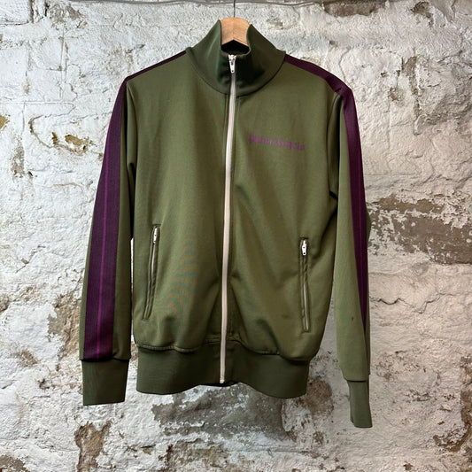 Palm Angels Maroon Stripe Olive Track Jacket Sz S
