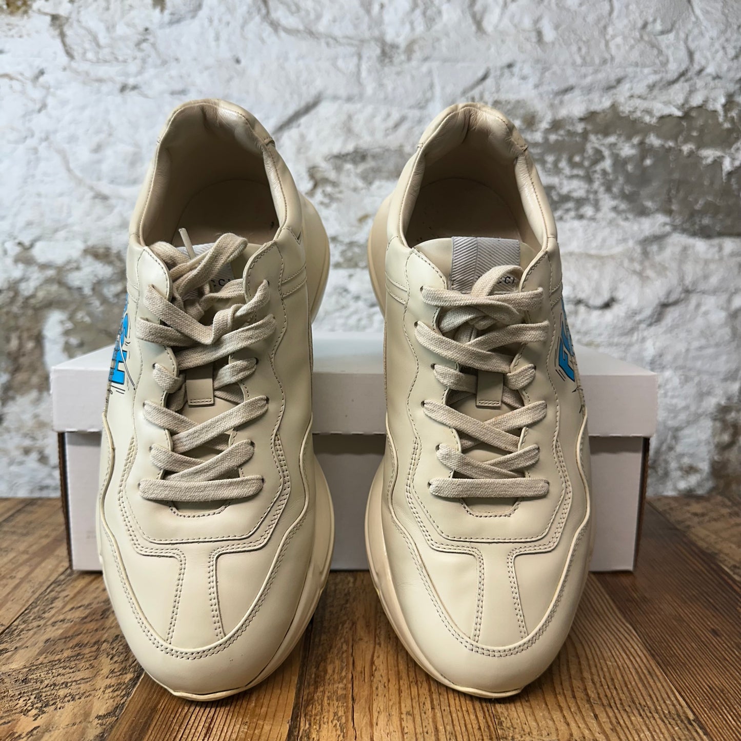 Gucci Rhyton Flash Logo Cream Sneaker Sz 8
