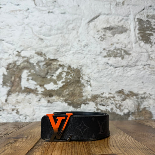 Louis Vuitton Black Orange Buckle Graphite Belt Sz (95/38)