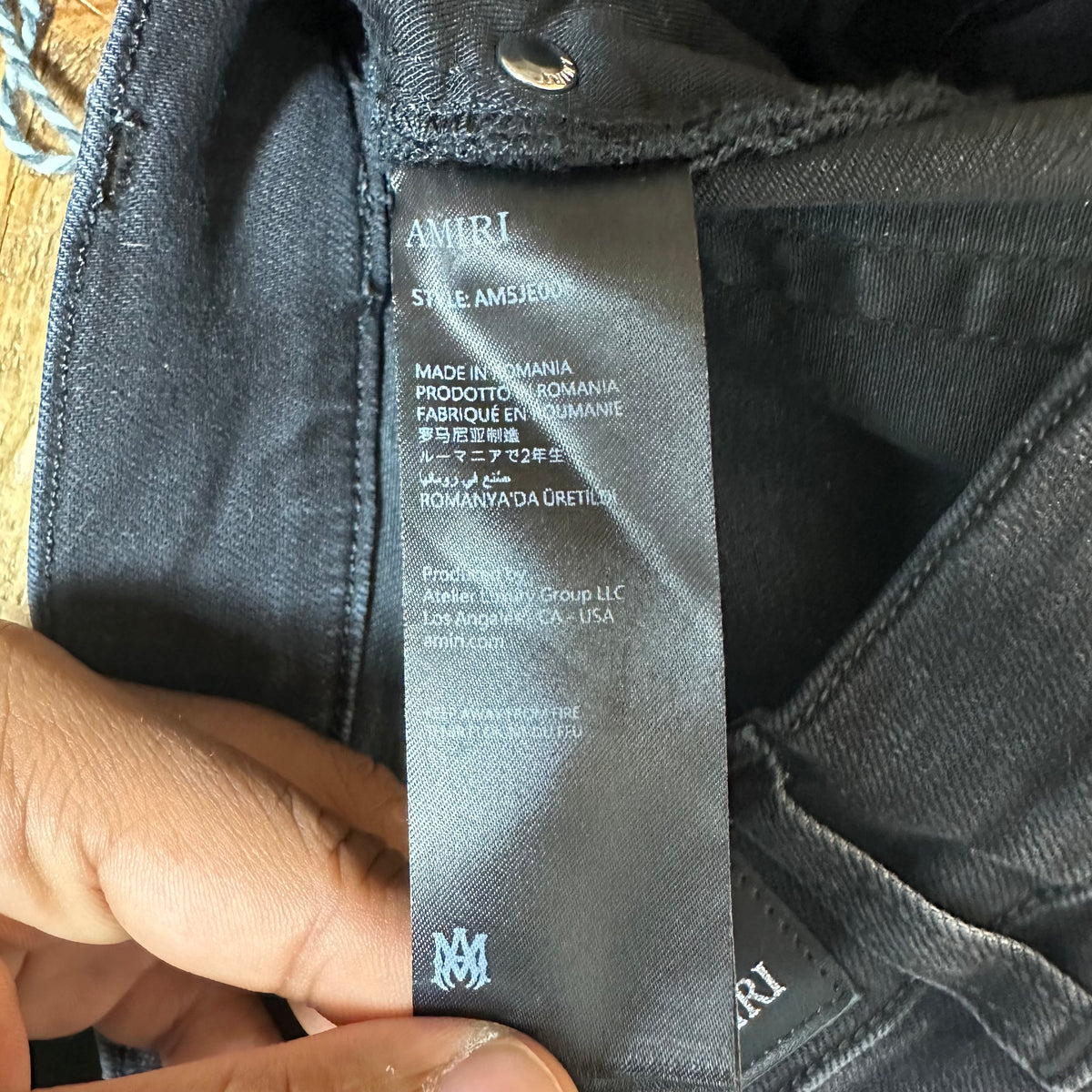 Amiri MX1 Cream Suede Black Denim Jeans Sz 28