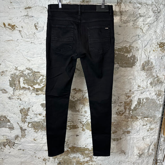 Amiri MX1 Brown Suede Black Denim Jeans Sz 33