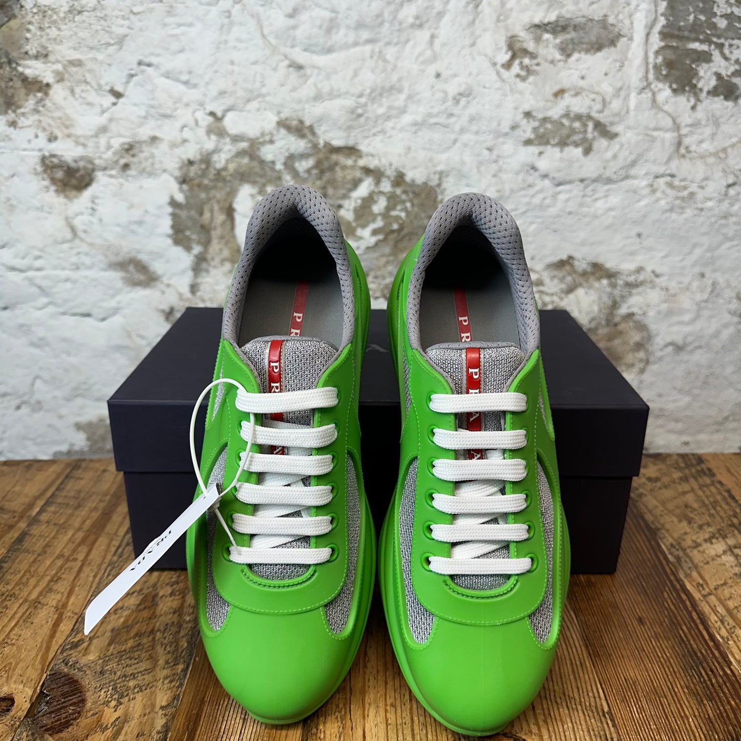 Prada Americas Cup Green Rubber Sneaker Sz 8 (41) DS