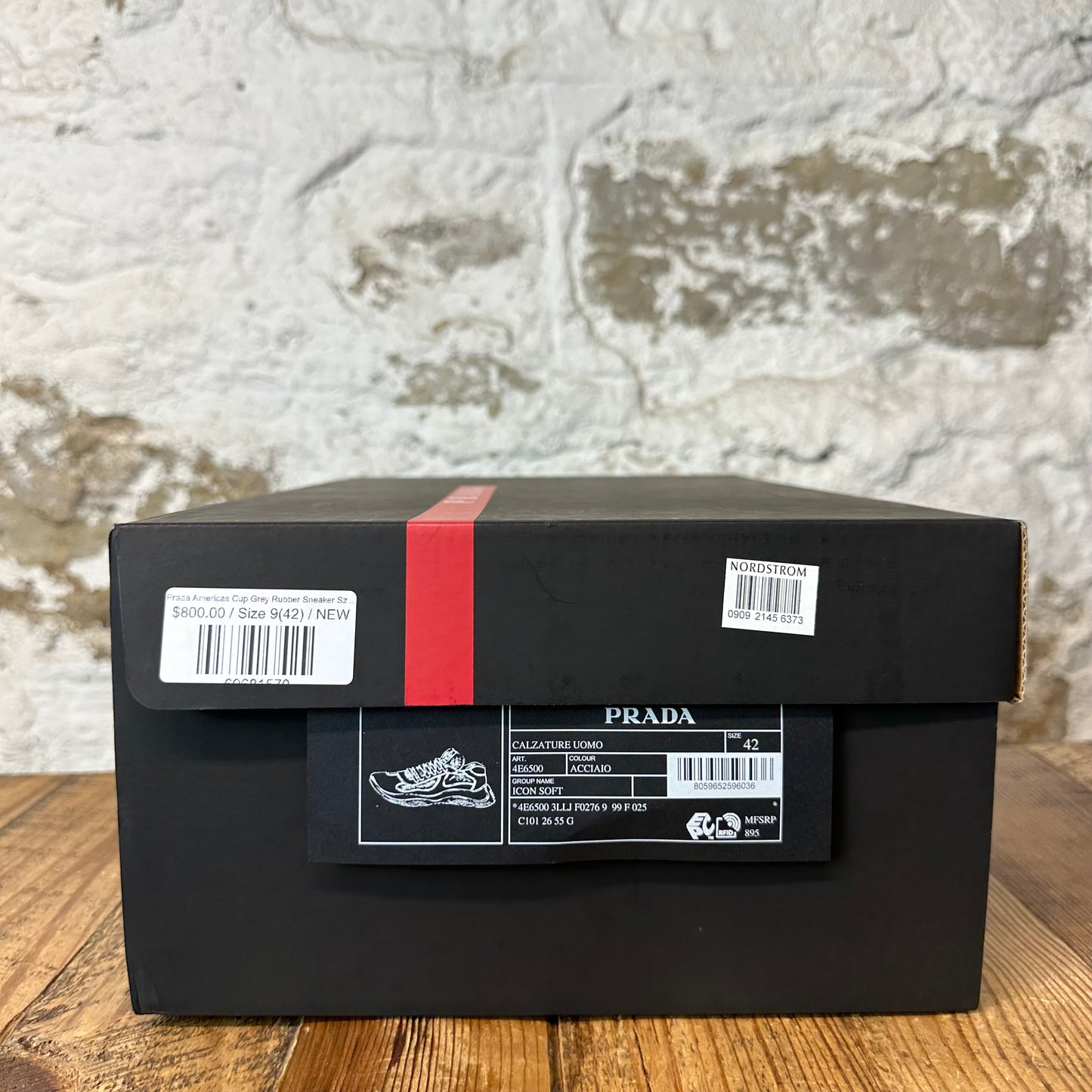 Prada Americas Cup Grey Rubber Sneaker Sz 9 (42) DS