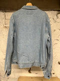 Stussy Light Blue Zip Up Denim Jacket Sz XL