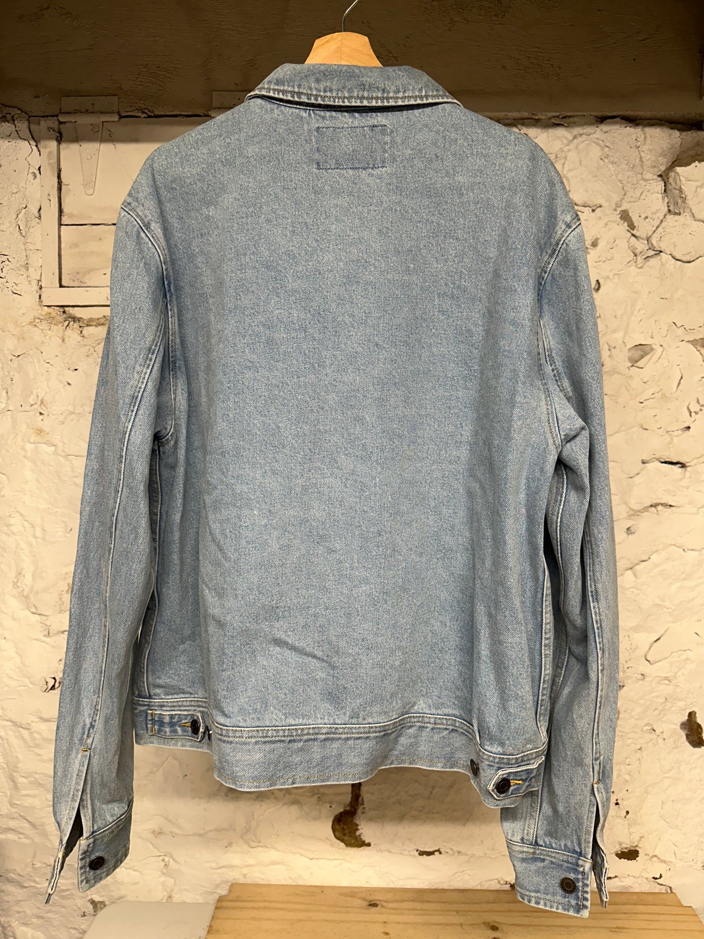 Stussy Light Blue Zip Up Denim Jacket Sz XL