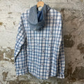 Amiri Blue Plaid Button Up Hooded Jacket Sz XS
