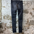 Amiri MX1 Black Leather Grey Denim Jeans Sz 31