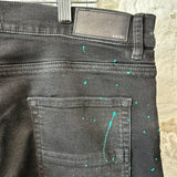 Amiri Knee Rip Paint Splatter Black Denim Jeans Sz 36