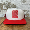 Chrome Hearts Red White Eyechart Trucker Hat