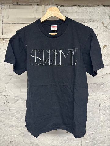 Supreme Silver Spellout Black T-shirt Sz S