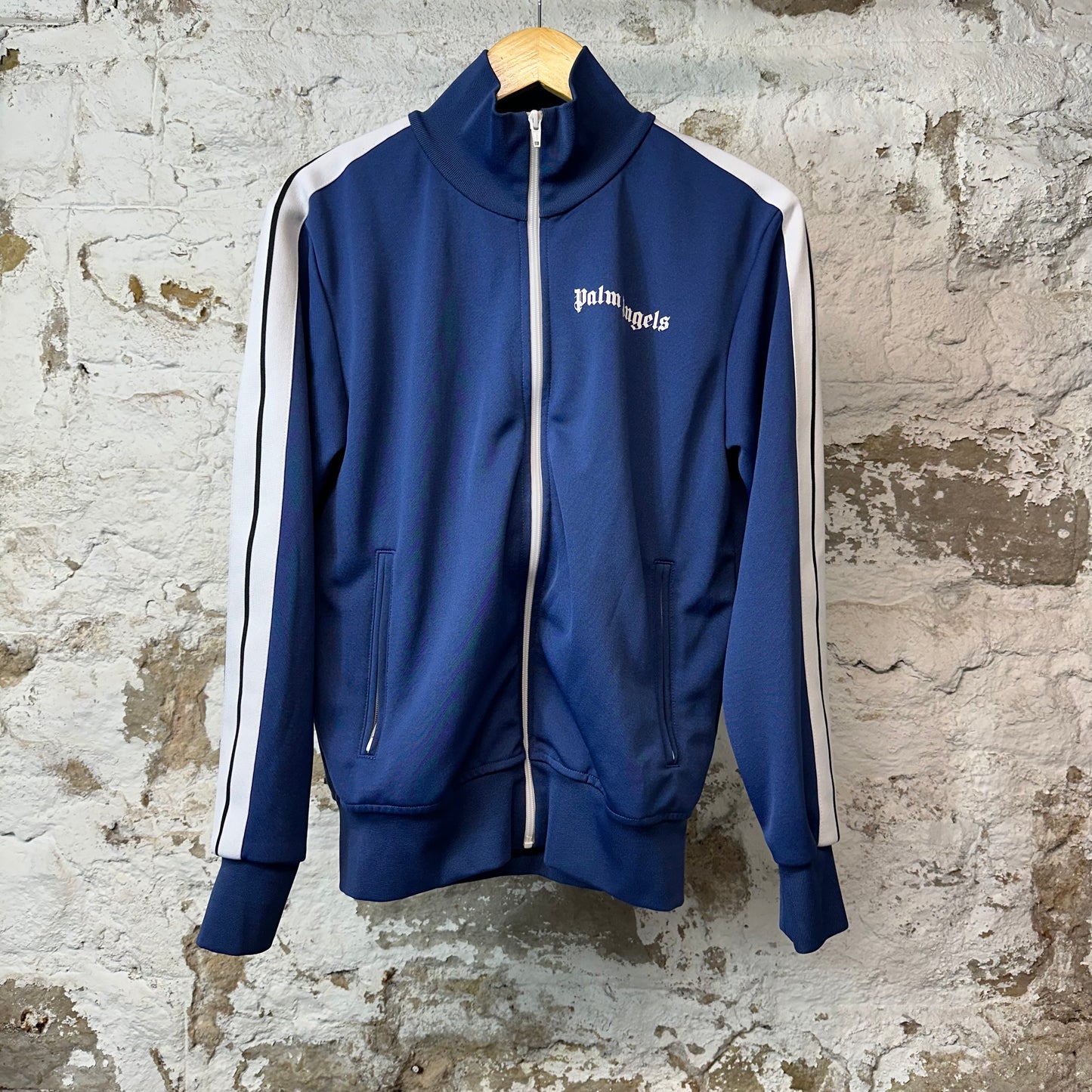 Palm Angels Navy Gloss Track Jacket Sz M