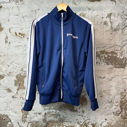 Palm Angels Navy Gloss Track Jacket Sz M