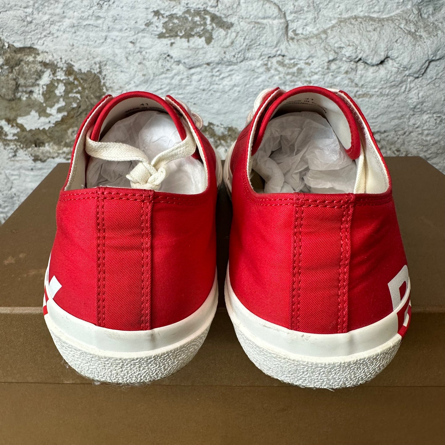 Burberry Red White Spellout Larkhall Sneaker Sz 8 (41)