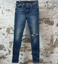 Amiri Knee Rip Shotgun Dark Blue Denim Jeans Sz 32
