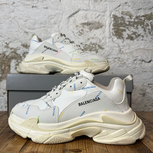 Balenciaga Triple S Multicolor Spell White Cream Sneaker Sz 11 (44)