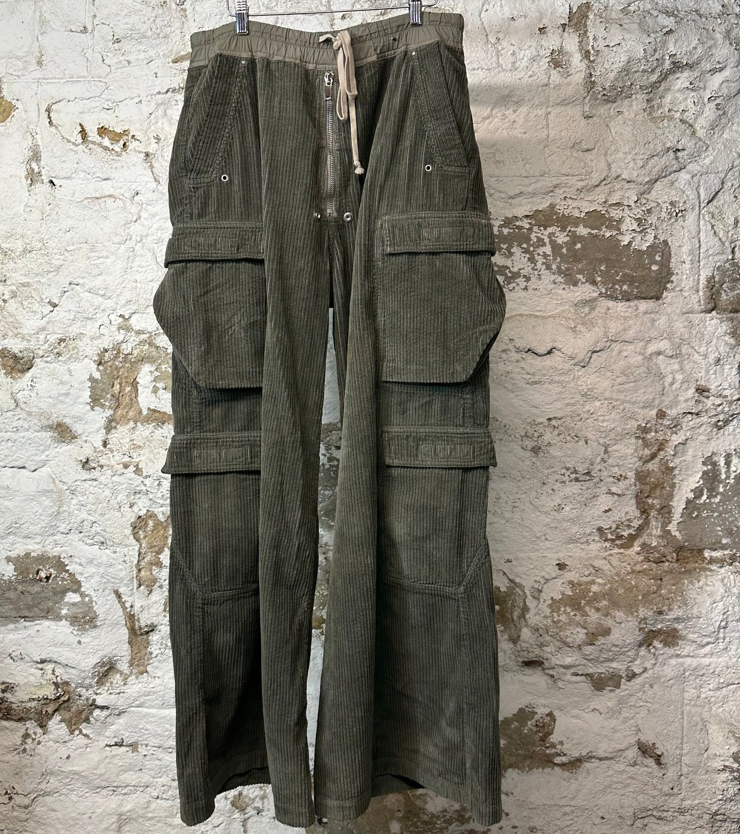 Rick Owens Green Corduroy Cargo Bela Pants Sz L