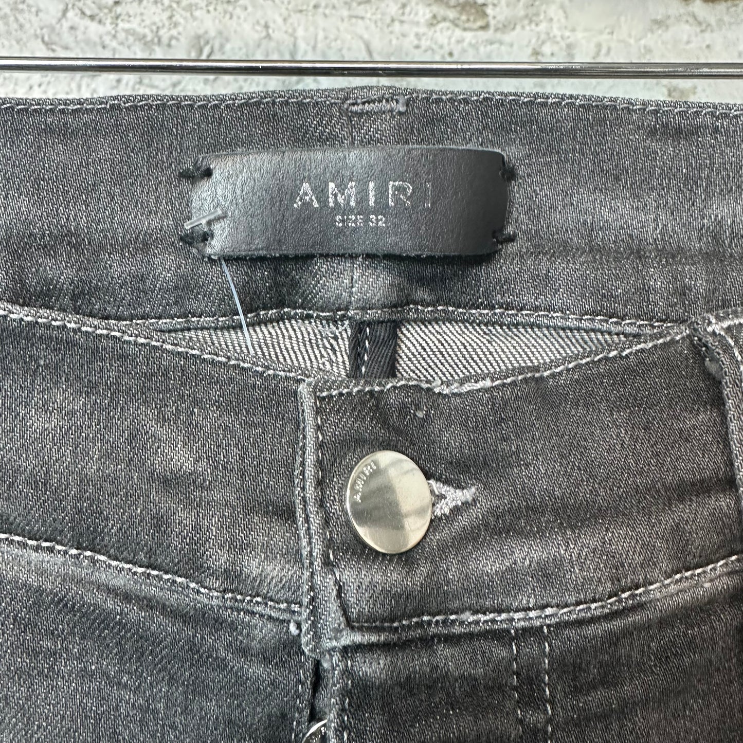 Amiri MX1 Black Suede Gray Denim Jeans Sz 32