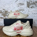 Gucci Rython Red Logo Cream Sneaker Sz 7
