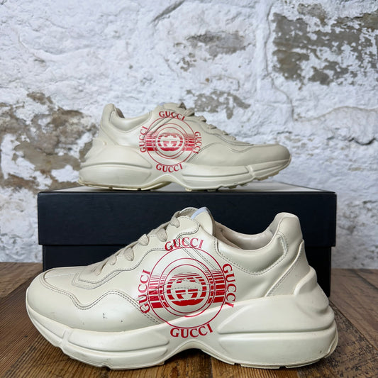 Gucci Rython Red Logo Cream Sneaker Sz 7