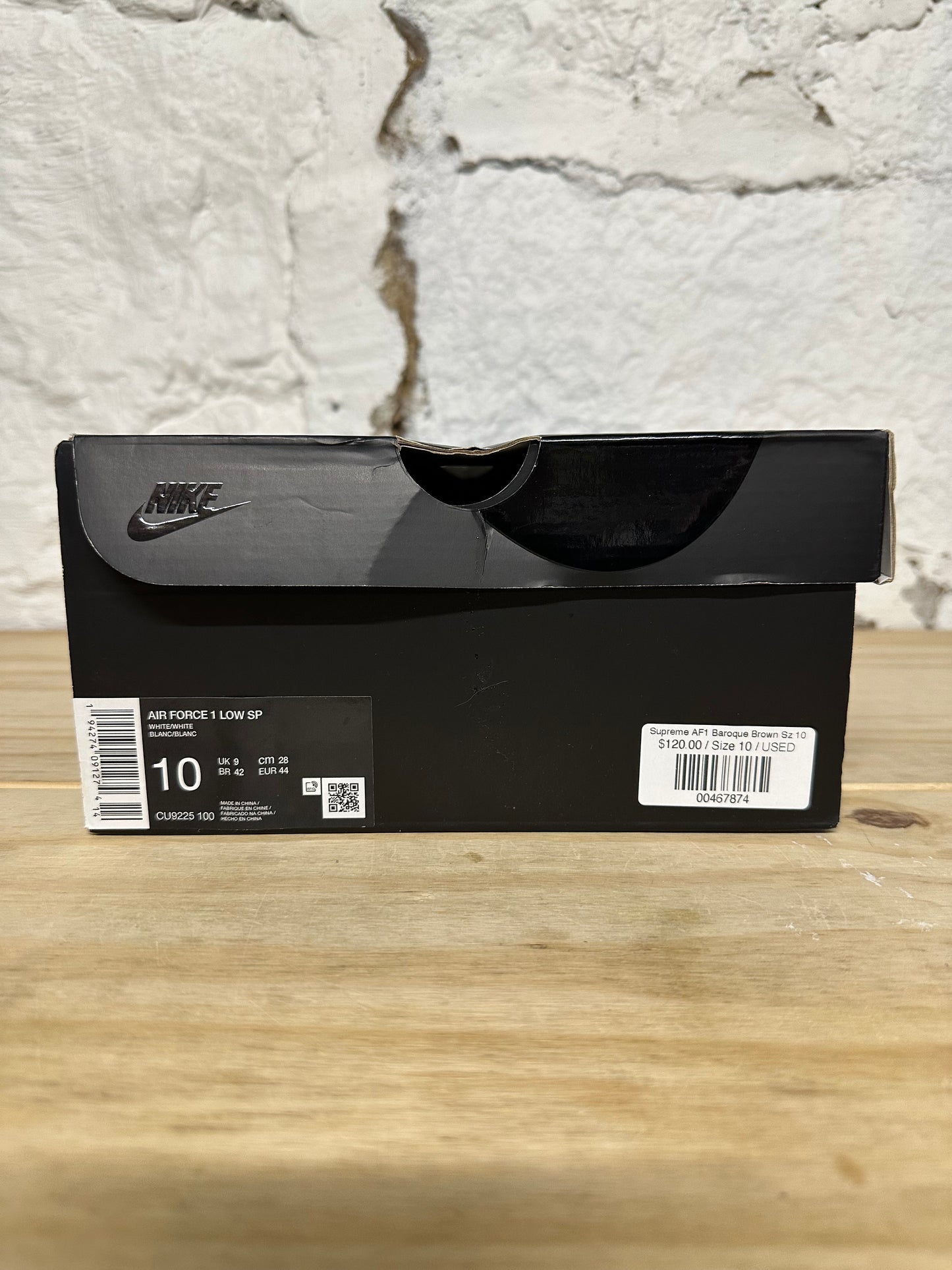 Nike Air Force 1 Low Supreme Baroque Brown Sz 10