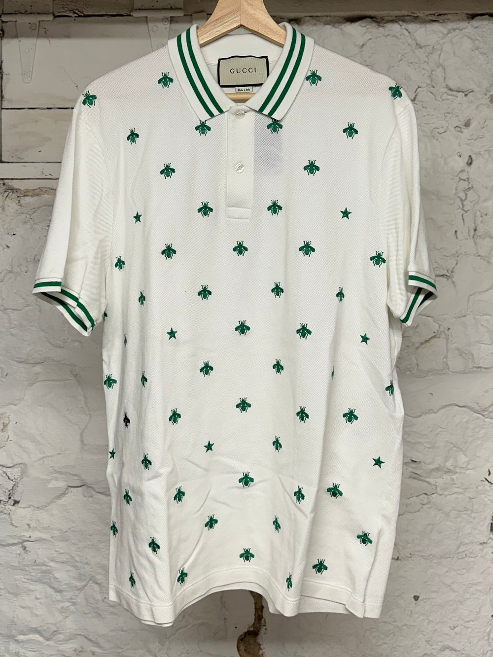 Gucci Bees White Green Polo Sz XXXL (Fits L)