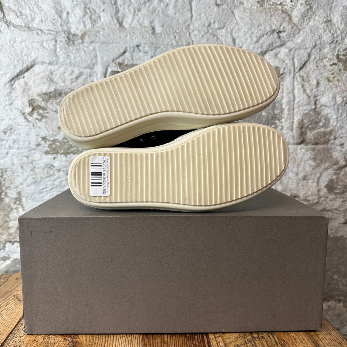 Rick Owens High Black Leather Milk Sneaker Sz 9 (42)