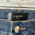Amiri MX1 Cream Denim Paisley Thrasher Blue Denim Jeans Sz 36