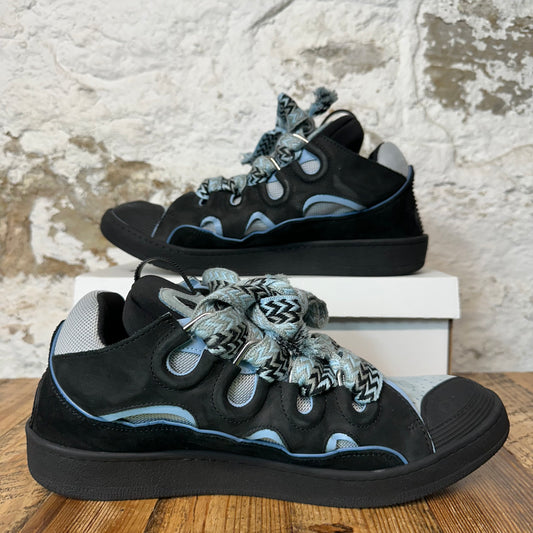 Lanvin Curb Blue Black Lace Blue Black Sneaker Sz 15 (48) No Box