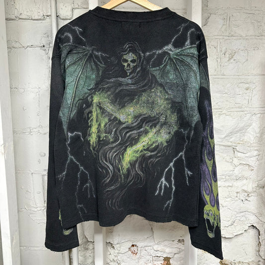Vale Fuck You Black Thermal Long Sleeve T-Shirt Sz S