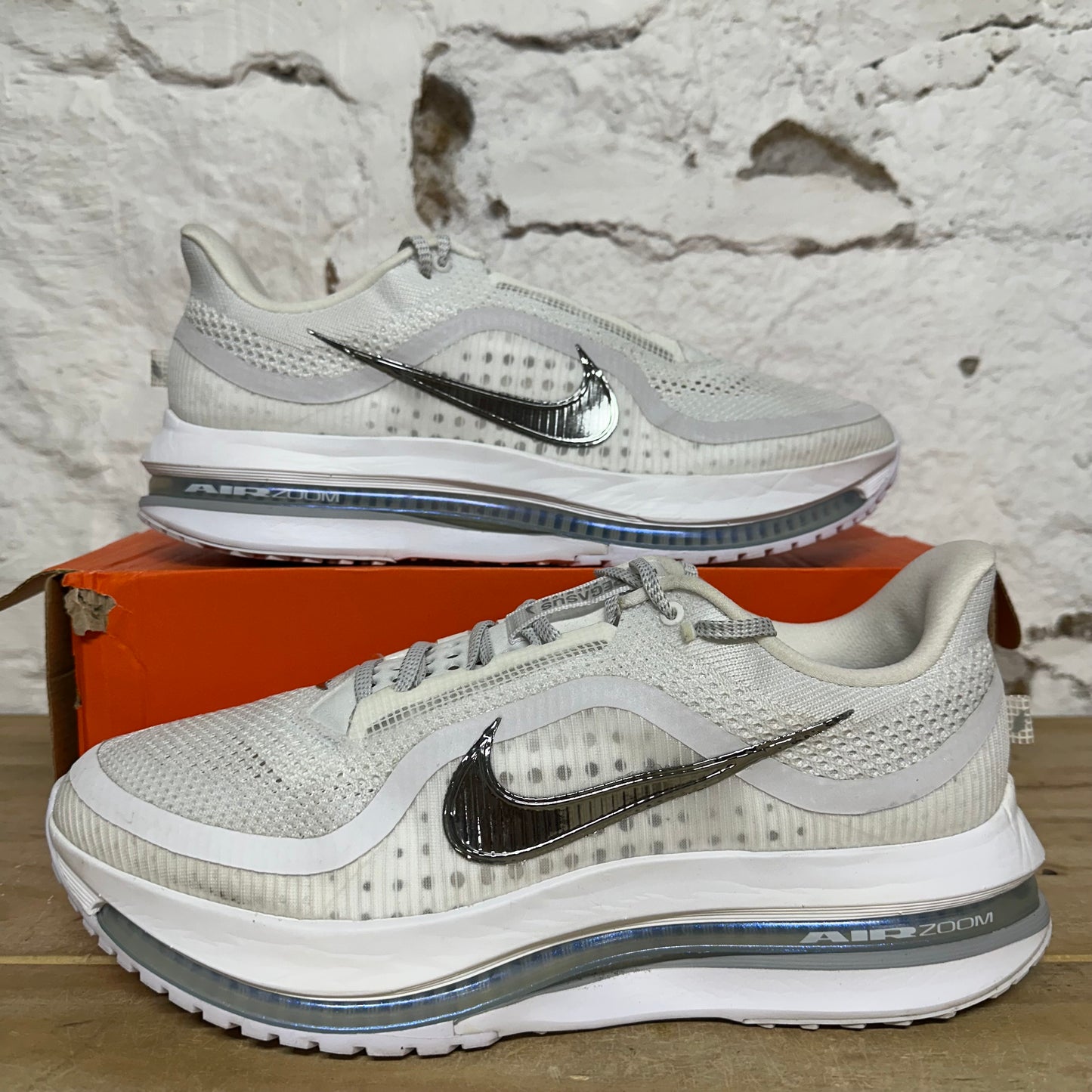 Nike Pegasus Premium White Metallic Silver Sz 12