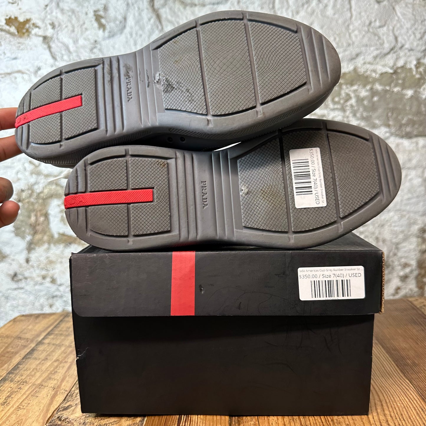 Prada Americas Cup Grey Rubber Sneaker Sz 7 (40)