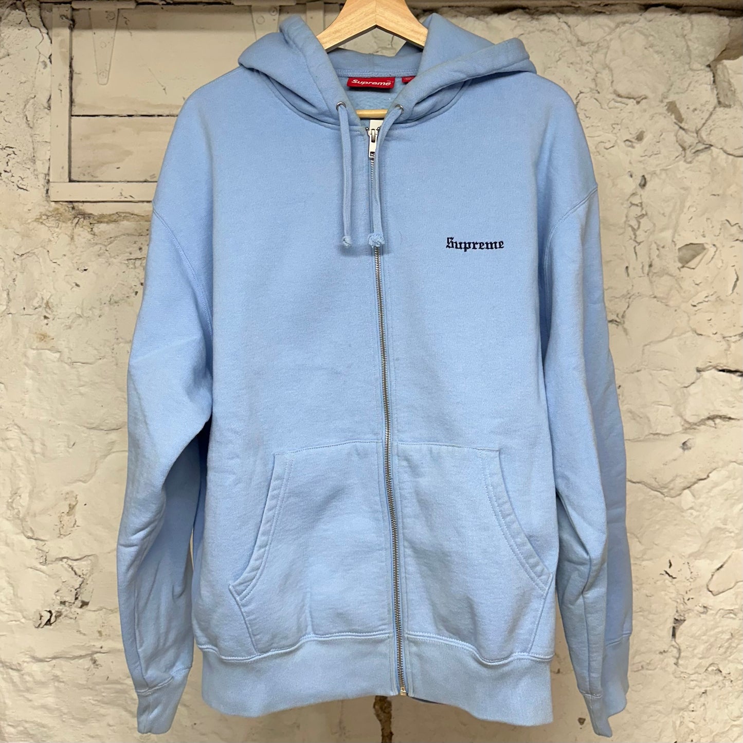 Supreme Crest Light Blue Zip Up Hoodie Sz L