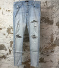 Amiri MX1 Camo Patch Light Blue Denim Jeans Sz 40