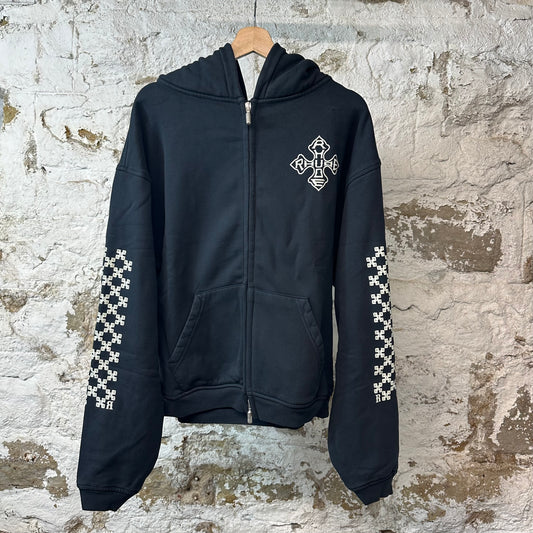 Rhude Cross Zip Up Black Hoodie