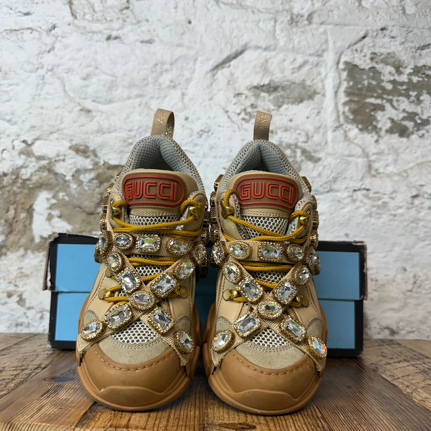 Gucci Flashtrek Crystal Beige Sneaker Sz 4.5 (36.5)