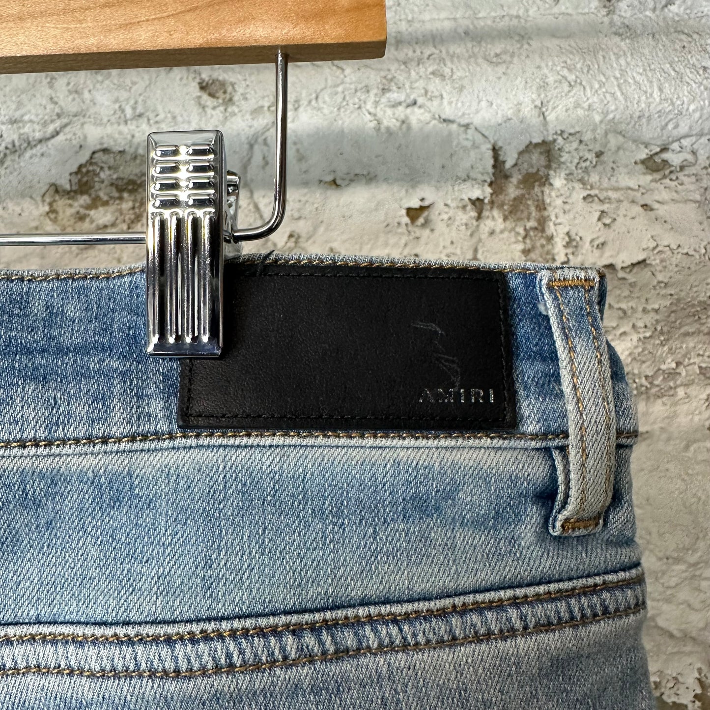 Amiri MX1 Red Navy Patch Blue Denim Jeans Sz 38