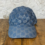 Gucci Silver GG Monogram Blue Hat