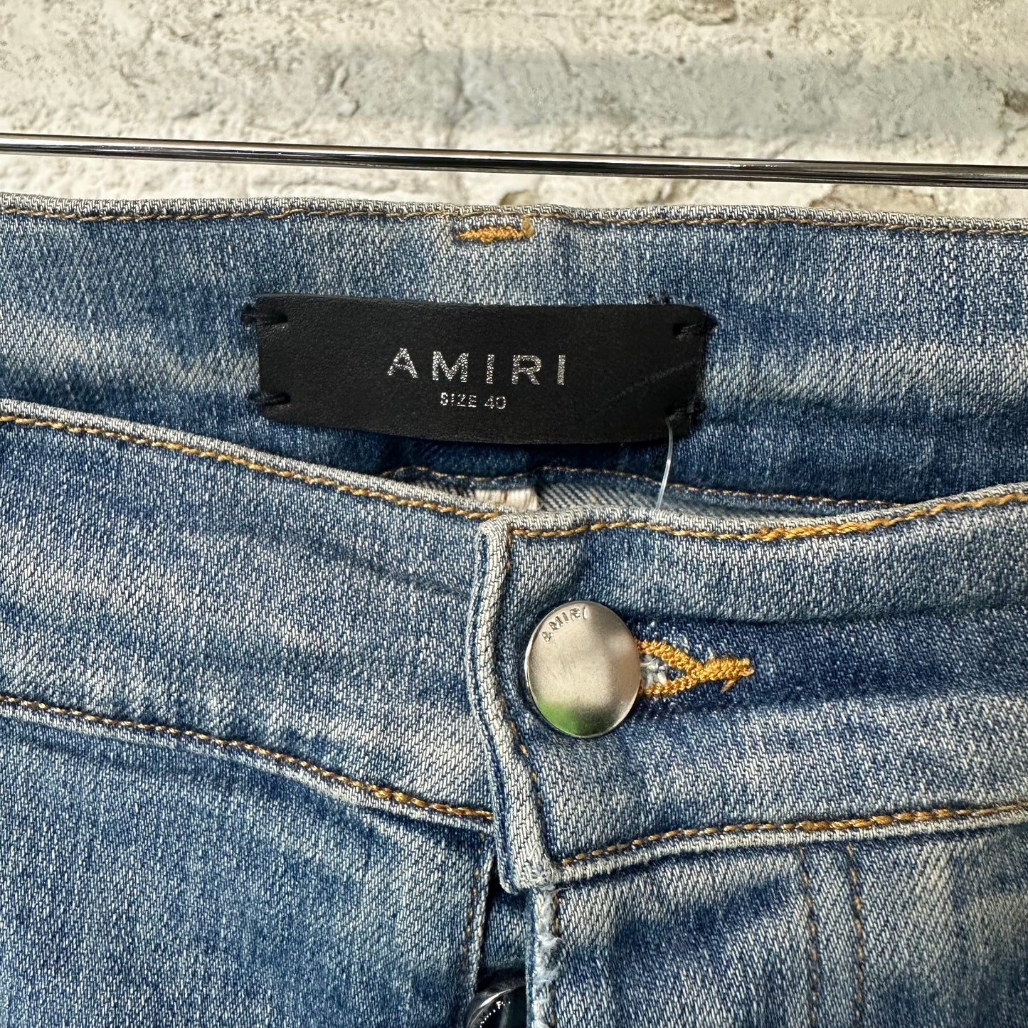 Amiri Green Camo Bones Blue Denim Jeans Sz 40