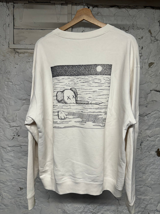 Kaws Swimming Logo Crewneck White Sz XL