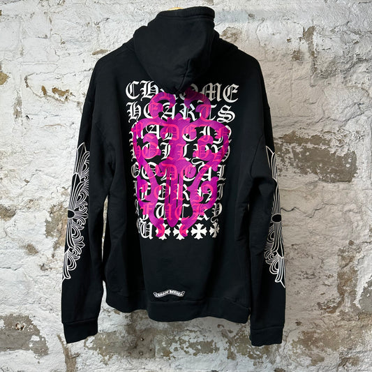 Chrome Hearts Eyechart Zip Up Hoodie Black Sz L