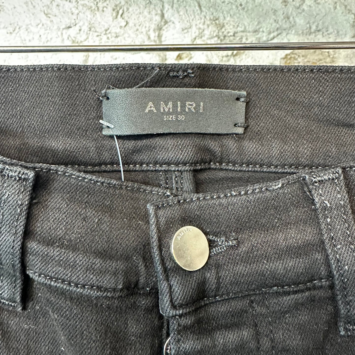 Amiri MX1 Aloha Patch Black Denim Jeans Sz 30