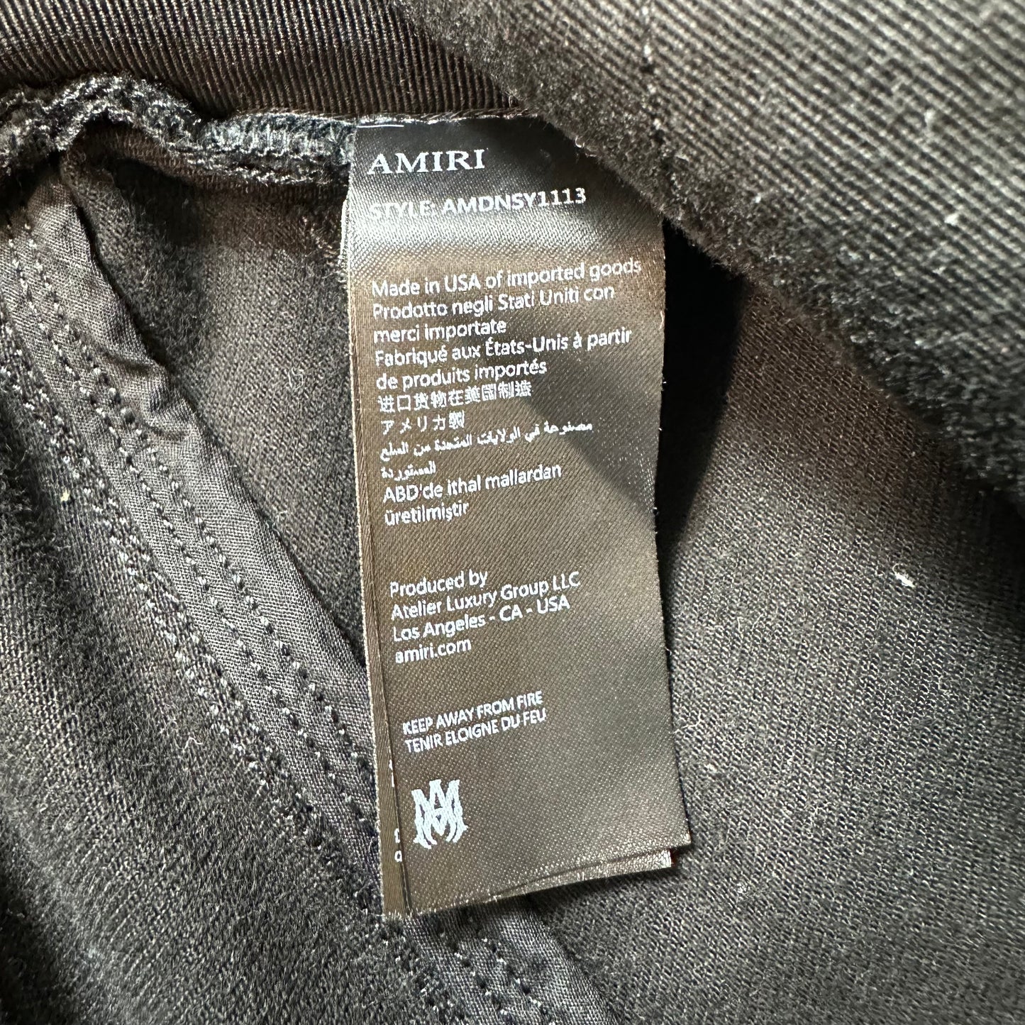 Amiri MX1 Black Leather Black Waxed Denim Jeans Sz 29