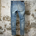 Amiri MX1 Denim Paint Splatter Blue Denim Jeans Sz 32
