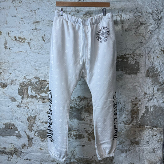 Chrome Hearts White Monogram Crosses Sweatpants Sz L